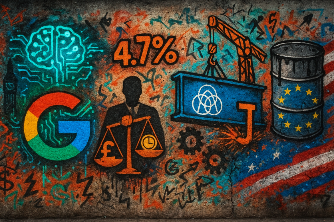 A day dominated by economic manoeuvres, industrial shakeups, and geopolitical calculations saw Google commit billions to Britain’s AI future, UK labour market data hold steady, Germany’s Thyssenkrupp entertain a takeover bid from India’s Jindal, and Brussels postpone its next round of sanctions on Russia amid US pressure.Google to invest £5 billion in UK AI economyAlphabet-owned Google said it will invest £5 billion ($6.8 billion) over two years to bolster Britain’s artificial intelligence infrastructure and research ecosystem.The announcement, made on Tuesday, underscores the UK’s positioning as a hub for advanced AI development through projects spanning health care, science and Google’s DeepMind unit in London.The investment comes just ahead of US President Donald Trump’s state visit to Britain, where he is expected to announce a swathe of economic deals. Trump will be joined by <a href="https://invezz.com/news/2025/09/16/trumps-uk-visit-to-unlock-10b-in-deals-heres-what-is-expected/">US tech leaders, including Nvidia’s Jensen Huang and OpenAI’s Sam Altman</a>.For Prime Minister Keir Starmer’s Labour government, the announcement offers a timely boost to its economic agenda, which has put AI services and data centres at the heart of its growth strategy. But critics argue that tax policies still hamper homegrown firms from scaling up.UK unemployment steady, wage growth easesThe UK unemployment rate held at <a href="https://invezz.com/news/2025/09/16/uk-unemployment-steady-at-4-7-in-july-as-wage-growth-slows-boe-seen-holding-rates/">4.7% in the three months to July</a>, according to data from the Office for National Statistics. The figure was unchanged from the prior period and in line with expectations.Wage growth showed signs of cooling. Average earnings excluding bonuses rose 4.8%, down from 5% previously. Total earnings growth, including bonuses, came in at 4.7%, also matching forecasts.The labour market softened further in August, with payroll employment down 127,000 from a year earlier and vacancies slipping by 10,000 to 728,000. Economists said the figures reflect a gradual slowdown in hiring as businesses adjust to tighter financial conditions.Thyssenkrupp receives Jindal bid for steel divisionIn Germany, Thyssenkrupp AG confirmed it had received a takeover approach from India’s Jindal Group for its struggling steel division. The non-binding offer will be carefully assessed, the company said, with attention to long-term viability, jobs and the green transition.The steel unit, once a symbol of German industrial power, has been weighed down by high energy bills, pension liabilities and persistently weak steel prices. Previous suitors have floated “negative bids” to reflect the scale of obligations.Shares in Thyssenkrupp surged as much as 7.9% on the news. The stock has tripled this year, fuelled by hopes of restructuring gains and Europe’s booming defence sector.EU delays Russia sanctions after US pushThe European Union has reportedly postponed its 19th package of sanctions against Russia, originally due on September 17, after pressure from Washington to tighten the measures further.Bloomberg and Politico reported that the Trump administration wants European partners to fully cease Russian oil purchases before unveiling its own sanctions. The US is also said to have urged G7 members to impose tariffs of 50–100% on Chinese and Indian imports of Russian oil.EU officials are now working with G7 counterparts to align positions, with a fresh sanctions package expected within weeks.The post <a href="https://invezz.com/news/2025/09/16/europe-bulletin-google-bets-5b-on-uk-ai-thyssenkrupp-weighs-jindal-bid/">Europe bulletin: Google bets £5B on UK AI, Thyssenkrupp weighs Jindal bid</a> appeared first on <a href="https://invezz.com/">Invezz</a>