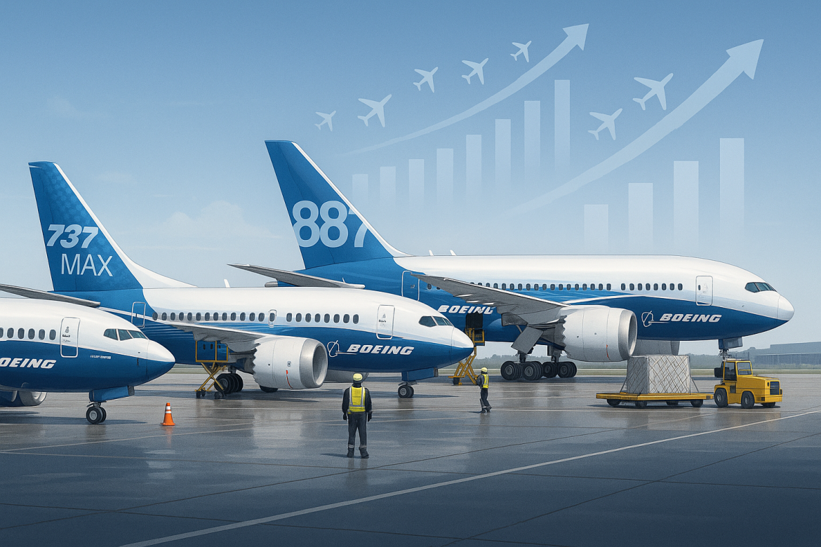 Boeing (NYSE: BA) delivered 55 aircraft in September, marking a significant recovery from last year’s strike-impacted production and putting the US planemaker on track for its strongest performance since 2018. Despite a solid month of deliveries, the company continues to trail rival Airbus, which handed over 73 aircraft in the same period.September deliveries reflect recovery from labor disruptionsSeptember’s total of 55 jets compares with 33 deliveries a year earlier, when a strike by 33,000 factory workers in the Northwest disrupted production. The figure is broadly in line with August’s 57 deliveries and represents Boeing’s best September since 2018, when it delivered 87 aircraft.Of the 55 aircraft delivered last month, 40 were 737 MAX jets, including 10 to European budget carrier Ryanair. The milestone included Boeing’s 2,000th 737 MAX delivery. Boeing also delivered one 737 NG for conversion into a P-8 patrol aircraft for the US Navy and 14 widebody aircraft: four 767s, three 777 freighters, and seven 787s. Eight of the aircraft went to Chinese customers, including a 777 freighter, a 787, and six 737 MAX jets.In the first nine months of 2025, Boeing delivered 440 planes compared with 507 from Airbus. The deliveries are also below the same period in 2018, when Boeing handed over 568 aircraft prior to the two fatal 737 MAX crashes that disrupted production and regulatory approvals.Orders and backlogBoeing booked 96 new orders in September, including 30 737 MAX aircraft for Norwegian Airlines and 50 787 Dreamliners for Turkish Airlines. Uzbekistan Airways also ordered 14 787s, and the company added two 737 MAX orders for an undisclosed customer. After accounting for the cancellation of one 737 MAX by Enter Air, the net orders totaled 95 for the month.Boeing’s backlog decreased slightly from 5,994 aircraft to 5,987, reflecting these adjustments. The stable backlog positions the company for continued deliveries as it works to ramp up production.Production ramp-up and regulatory coordinationBoeing CEO Kelly Ortberg recently highlighted plans to increase the 737 MAX production rate to 42 planes per month by the end of the year, up from the current 38 per month cap set by the Federal Aviation Administration. The step-up follows a near-catastrophic blowout of a door plug on a flight in January 2024 and ongoing FAA oversight.“I think we’re pretty aligned,” Ortberg said at a Morgan Stanley investor conference, emphasizing ongoing coordination with the FAA to stabilize final metrics before reaching the targeted output.The 737 MAX remains Boeing’s primary revenue driver, and the company is closely monitoring delivery rates and order fulfillment to sustain growth. September deliveries also included key orders for widebody aircraft, such as the 787 Dreamliner, reinforcing Boeing’s diversified production portfolio.Despite geopolitical concerns, including recent US threats to impose export controls on spare parts for Boeing aircraft, tensions eased after discussions between Washington and Beijing, according to US Treasury Secretary Scott Bessent. This resolution allows Boeing to continue fulfilling international orders, particularly for China, which remains a significant customer.Boeing’s September deliveries and order activity demonstrate a stabilizing production line, ongoing global demand, and a pathway toward strong annual results, echoing the company’s recovery from past labor and regulatory disruptions.Boeing shares are up 0.56% today and gained 26% in the year so far. The post <a href="https://invezz.com/news/2025/10/14/boeing-delivers-55-jets-in-september-eyes-best-year-since-2018/">Boeing delivers 55 jets in September, eyes best year since 2018</a> appeared first on <a href="https://invezz.com/">Invezz</a>