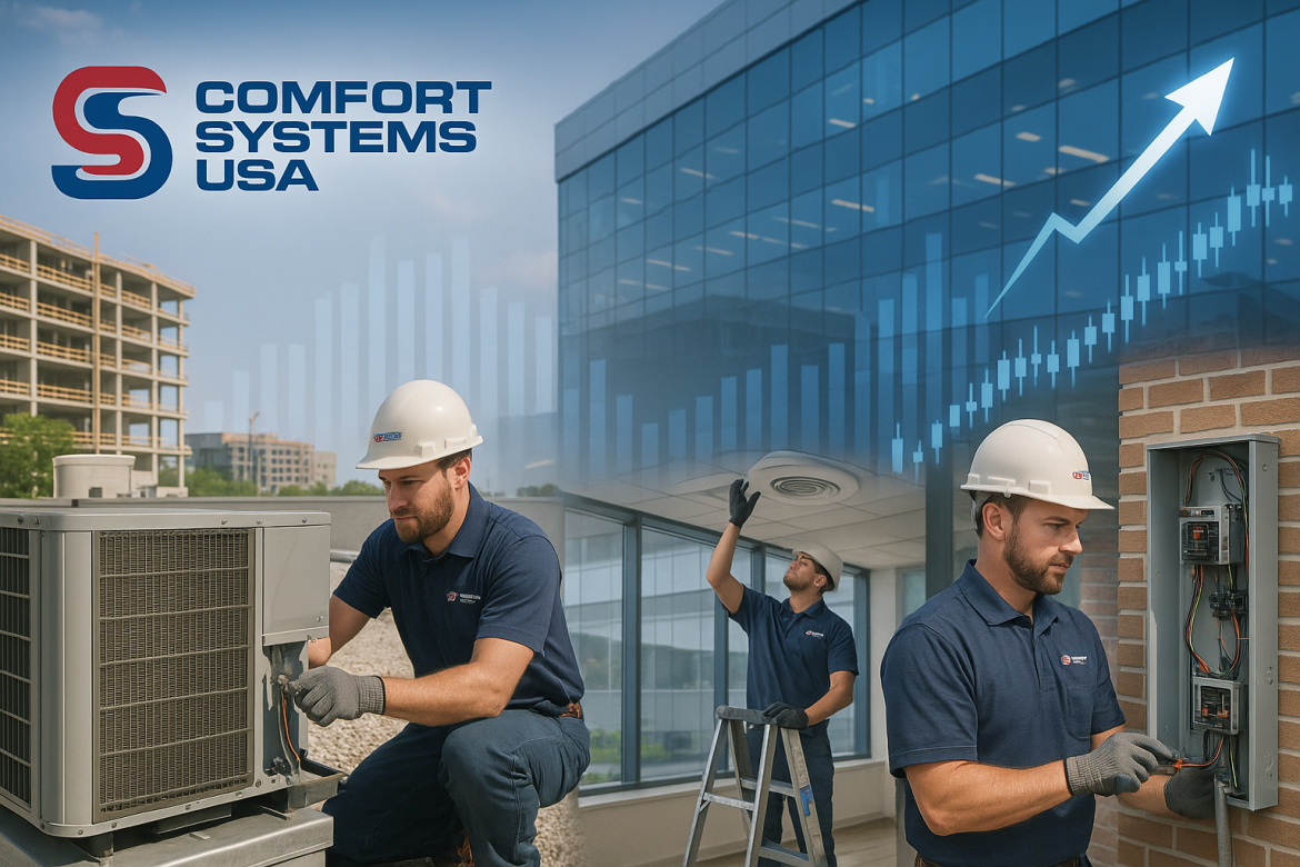 Comfort Systems USA Inc. stock surged 18% on Friday after the HVAC and electrical contracting company reported third-quarter earnings that significantly exceeded analysts’ expectations. The company’s strong results reflect heightened demand across its service lines and continued operational expansion.Earnings and revenue beat estimatesFor the third quarter, Comfort Systems reported earnings of $8.25 per share, well above the consensus estimate of $6.29. Net income more than doubled year-over-year to $291.6 million, up from $146.2 million in the same period last year. Revenue also climbed 35.2% year-over-year to $2.45 billion, surpassing Wall Street’s forecast of $2.16 billion.The company’s impressive financial performance contributed to a notable stock surge. Comfort Systems shares rose 18% on Friday, extending previous session’s 4% gain. The stock has already appreciated 130% in 2025 and also hit an all-time high of 1,002.64 in the session.Bookings for the quarter reached $3.7 billion, with a book-to-bill ratio of 1.5x, outperforming analyst expectations of 1.0x. This represents the second consecutive quarter of strong bookings, following a 1.6x ratio in Q2. According to DA Davidson, the company maintains a Buy rating, with a price target of $810.00, signaling investor confidence in Comfort Systems’ performance.Backlog growth and strategic expansionComfort Systems’ backlog continued to expand at a record pace, driven by surging demand for HVAC and electrical contracting services. CEO Brian Lane noted that the same-store backlog increased by more than $1 billion for a second consecutive quarter, underscoring the company’s strong pipeline of upcoming projects.The company also announced the acquisition of private electrical contractors in Michigan and Florida, further strengthening its operational footprint. Lane expressed optimism about future prospects, citing the combination of new partnerships, a strong backlog, and robust pipelines as drivers for continued growth in Q4 and into 2026.The company’s technology segment, including data center projects, saw an 82% increase, while electrical services achieved 71% organic growth, reflecting diversified demand across service lines. This broad-based expansion supports Comfort Systems’ competitive positioning in the HVAC and electrical contracting markets.Financial stability and market outlookComfort Systems demonstrated strong operational efficiency during the quarter, achieving a record operating margin of 15.4%, a 430 basis point improvement from the prior year. The company’s balance sheet remains healthy, with $861 million in cash and a net-debt leverage ratio of -0.6x, providing flexibility for future investments and acquisitions.Analyst sentiment remains largely positive, with five analysts rating the stock as a Buy and two issuing a Hold rating. The average 12-month price target of $804.25 represents a 2.51% discount to the previous closing price. Comfort Systems’ robust backlog of $9.38 billion, combined with strong revenue growth and operational efficiency, positions the company for continued financial performance in the near term. Investors will be closely monitoring the company’s ability to sustain its momentum amid unprecedented demand and ongoing expansion efforts.The company’s strong quarterly performance, strategic acquisitions, and growing backlog signal a positive trajectory, supporting investor confidence and solidifying Comfort Systems USA as a leading player in the HVAC and electrical contracting sector.The post <a href="https://invezz.com/news/2025/10/24/comfort-systems-usa-stock-surge-18-after-surpassing-q3-expectations/">Comfort Systems USA stock surge 18% after surpassing Q3 expectations</a> appeared first on <a href="https://invezz.com/">Invezz</a>